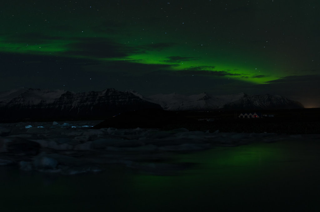 Nordlichter über Jökulsarlon