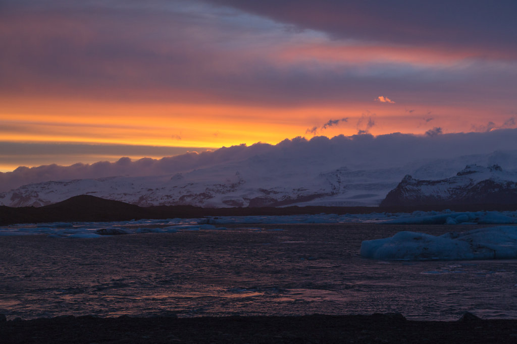 Sonnenuntergang bei Jökulsarlon